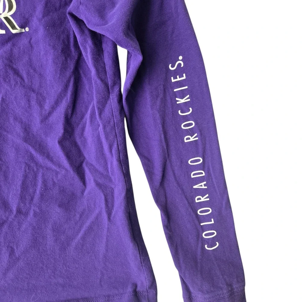 Nike Colorado Rockies Womens Long Sleeve‎ T-Shirt Purple Camo Swoosh MLB Medium